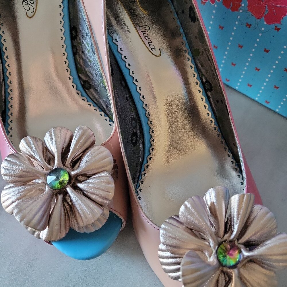 Poetic Licence Women's Summer Bloom Heels Shoes Peach Fuchsia Multi-Color 8.5us - Picture 8 of 16